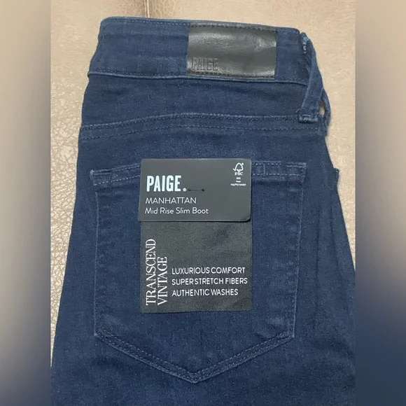 Paige Manhattan Mid Rise Slim Boot Stretch Denim Jeans NEW Size 25 (Msrp $249) - Picture 5 of 13